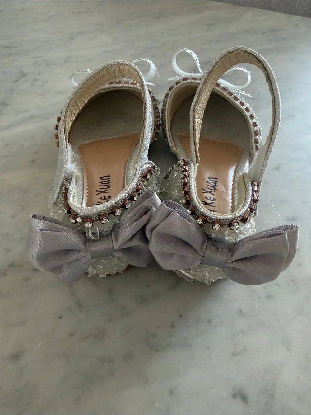 Girls' White Pearl Bow Dress Shoes